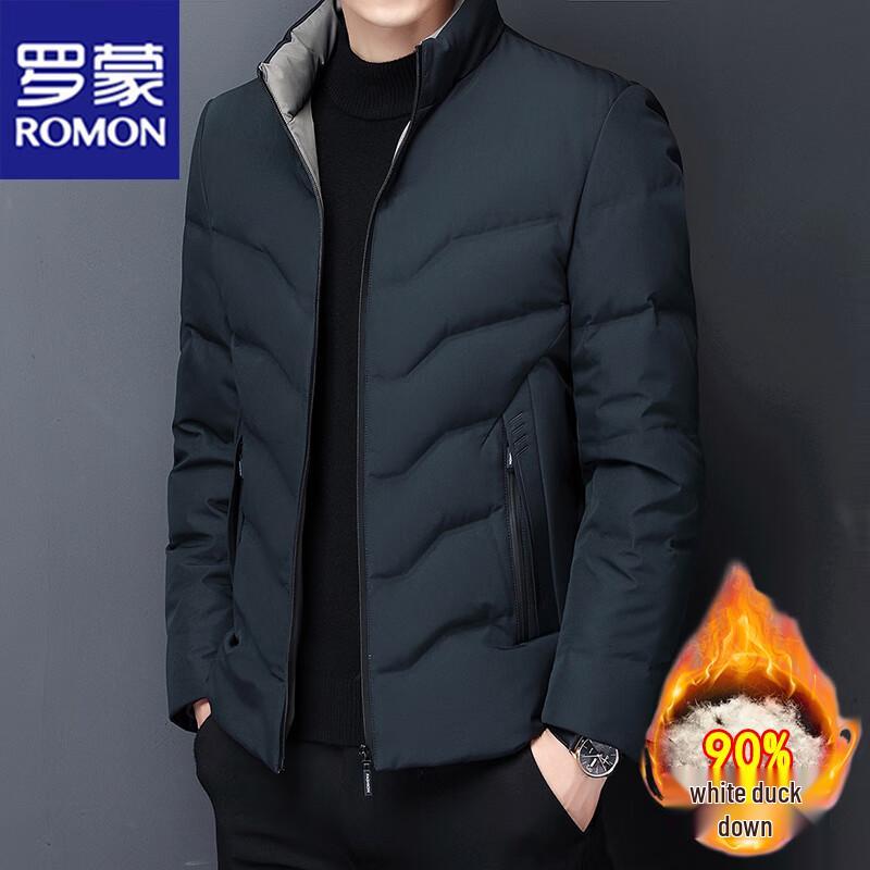 ROMON Men s Business Casual Stand-Collar White Duck Down Jacket 180