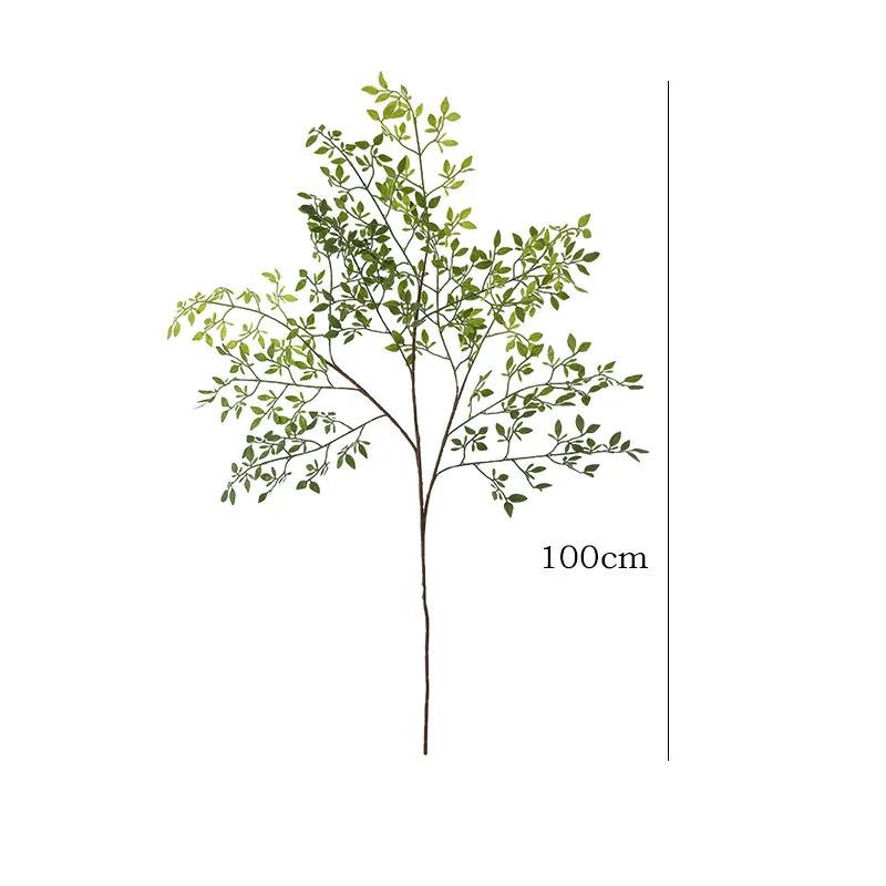 2pcs Simulation 3-forks Bean Leaves Green Plants Fake Flower Auditorium Decor Artificial South Bamboo Plant Study Decoration