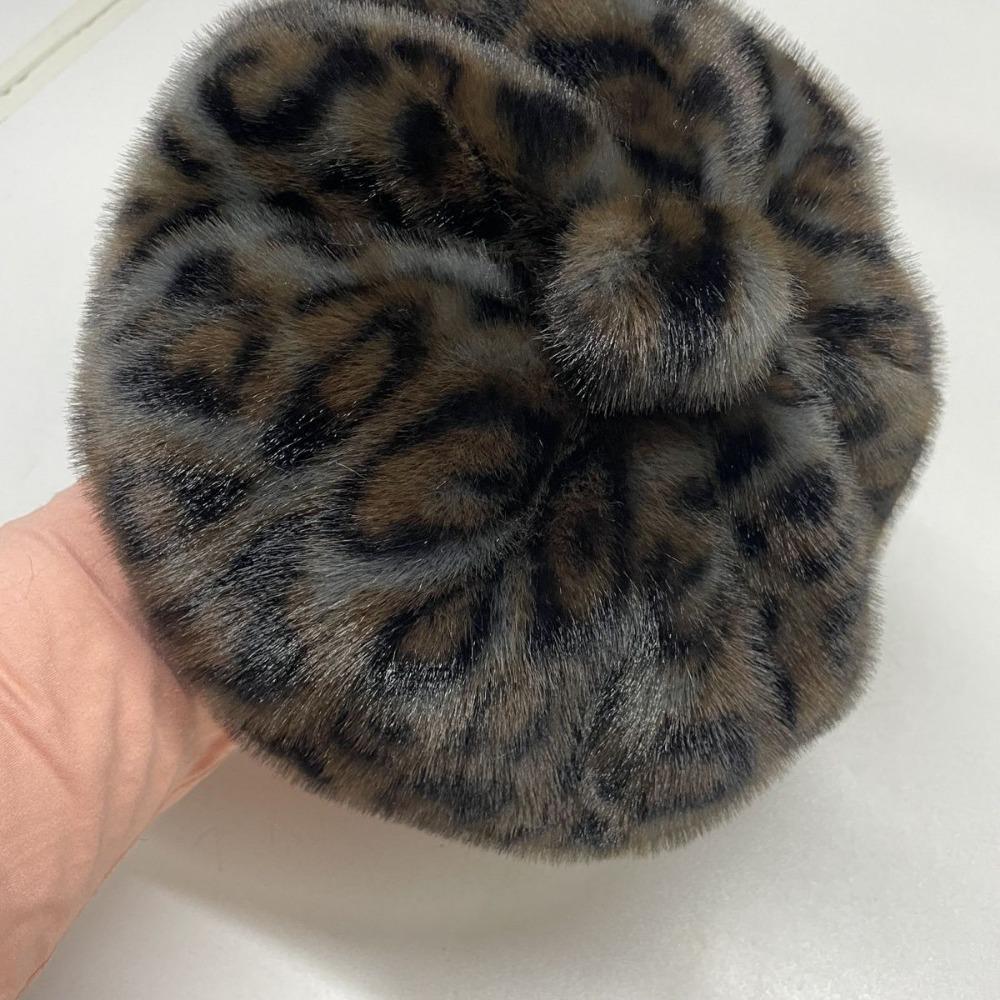 Berretto da Donna Retro-chic Berretto di Peluche con Stampa Leopardo per Donna Autunno Inverno Cappello Ottagonale Nicchia Boemo Cappello da Artista