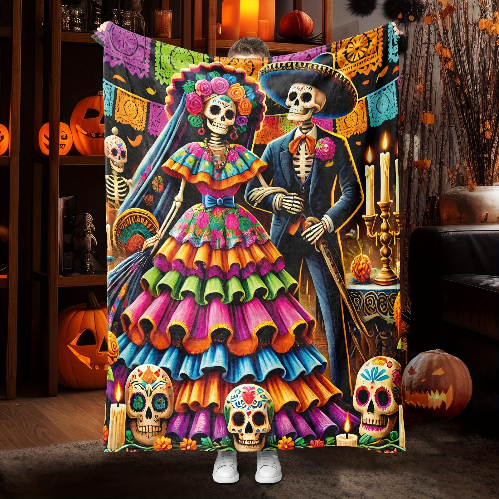 

Colored Skull digitalprinted polyester Bedroom velvet flannel soft sofa cover blanket Fleece soft sofa cover blankets for beds 75x100cm