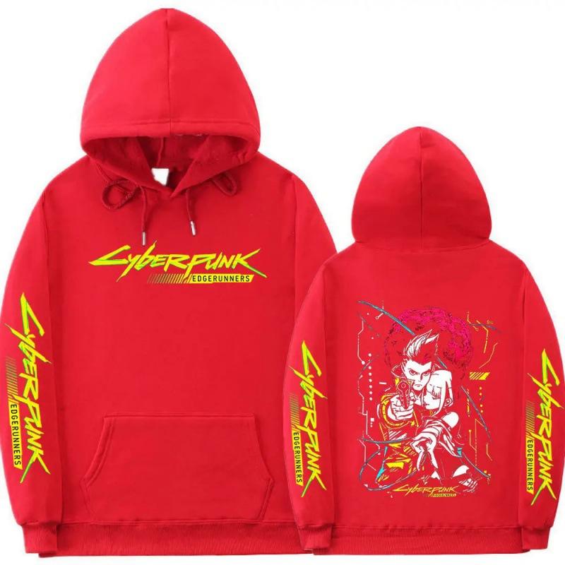 Japanese Anime Cyberpunk Edgerunners Hoodie XS красный