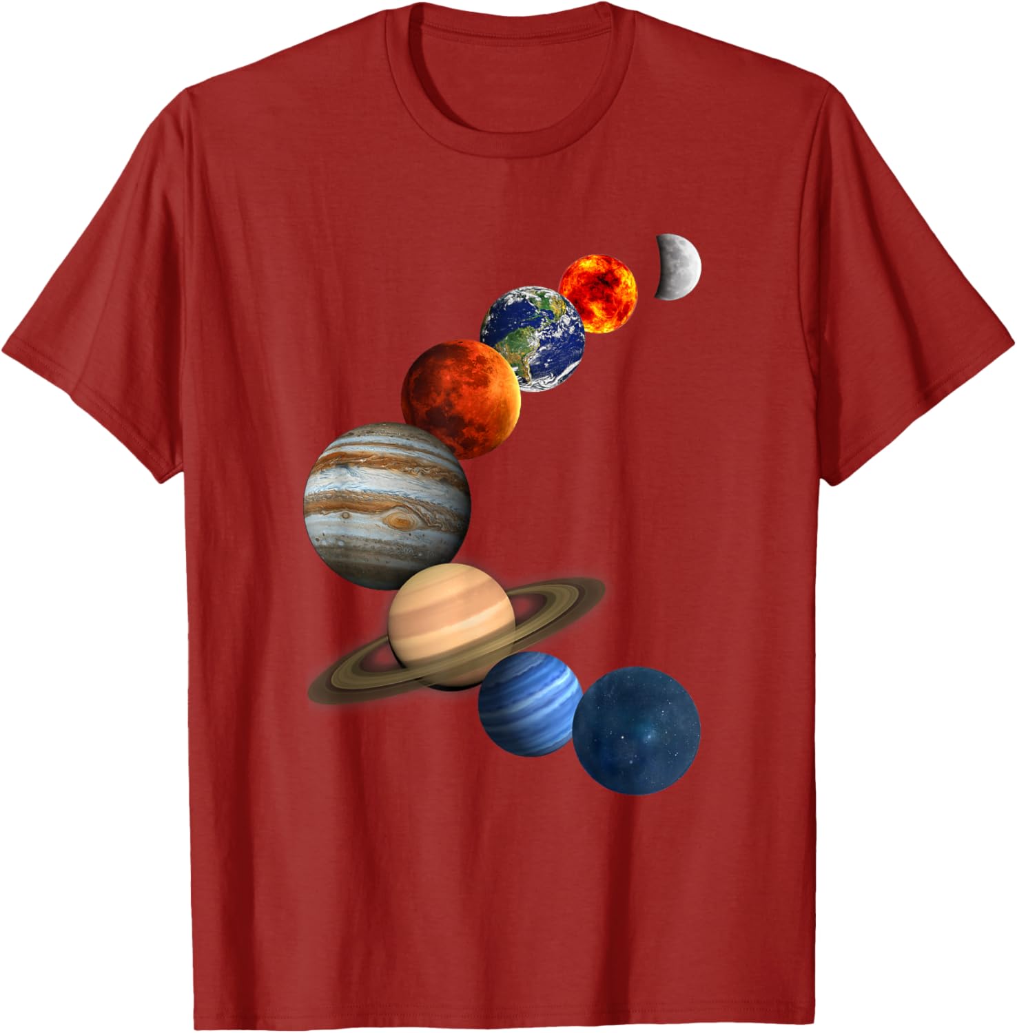Планеты Солнечной системы Галактика Графический Хлопковая футболка Повседневная с круглым вырезом Мужская футболка S