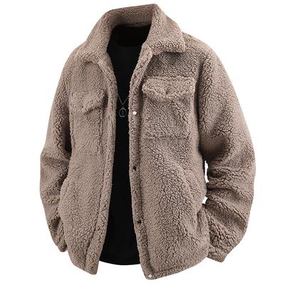 Pánské oblečení Jednobarevný knoflíkový kardigan Límec Ležérní Americký Retro Vlna jehněčí Bavlna Kabát Top
