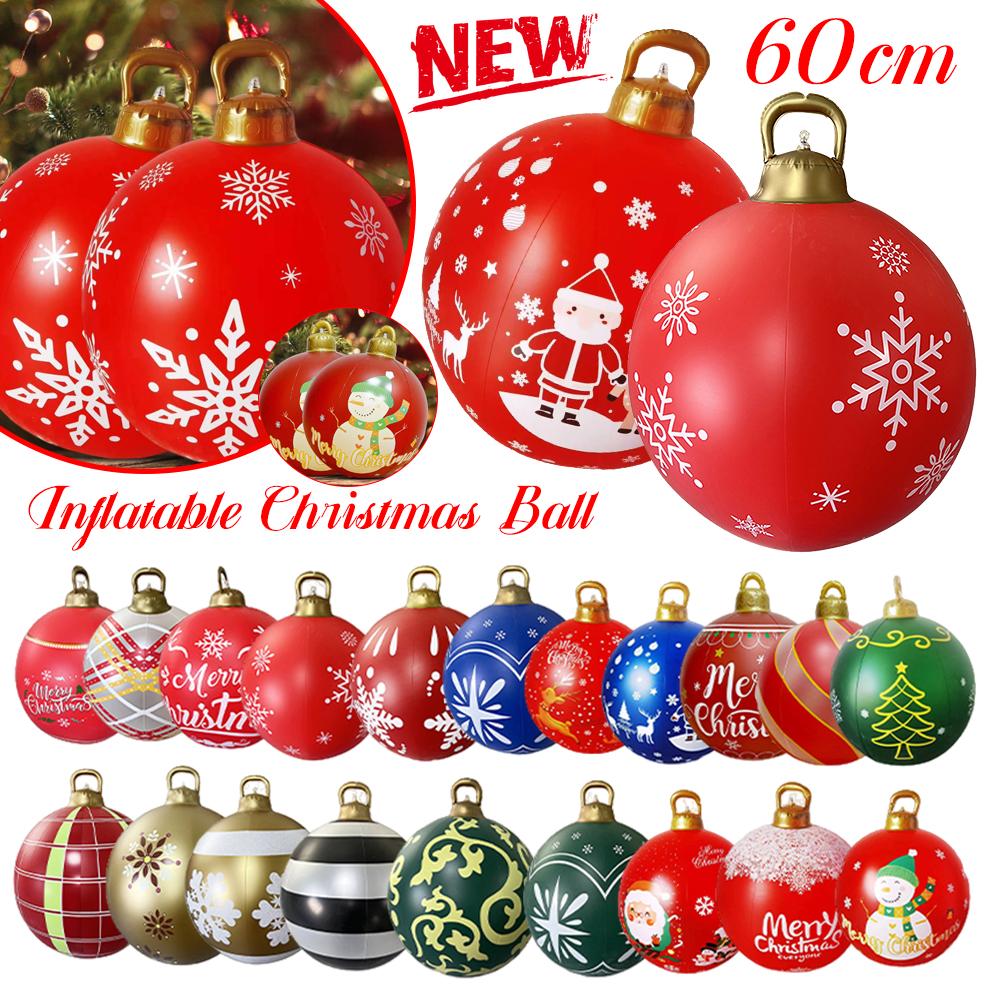 60CM Christmas Inflatable Ball Inflated Toy Ball Xmas Tree Decorative Ball Porch Courtyard Ornaments New Year Christmas Gift