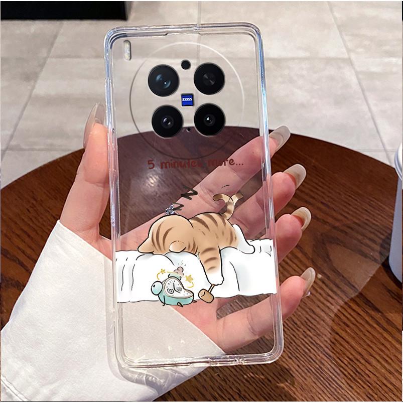 Green Fluffy Cartoon Rabbit Pattern Phone Case For Vivo X300 Pro Transparent TPU Soft Cover Shockproof Couple Protective Shell