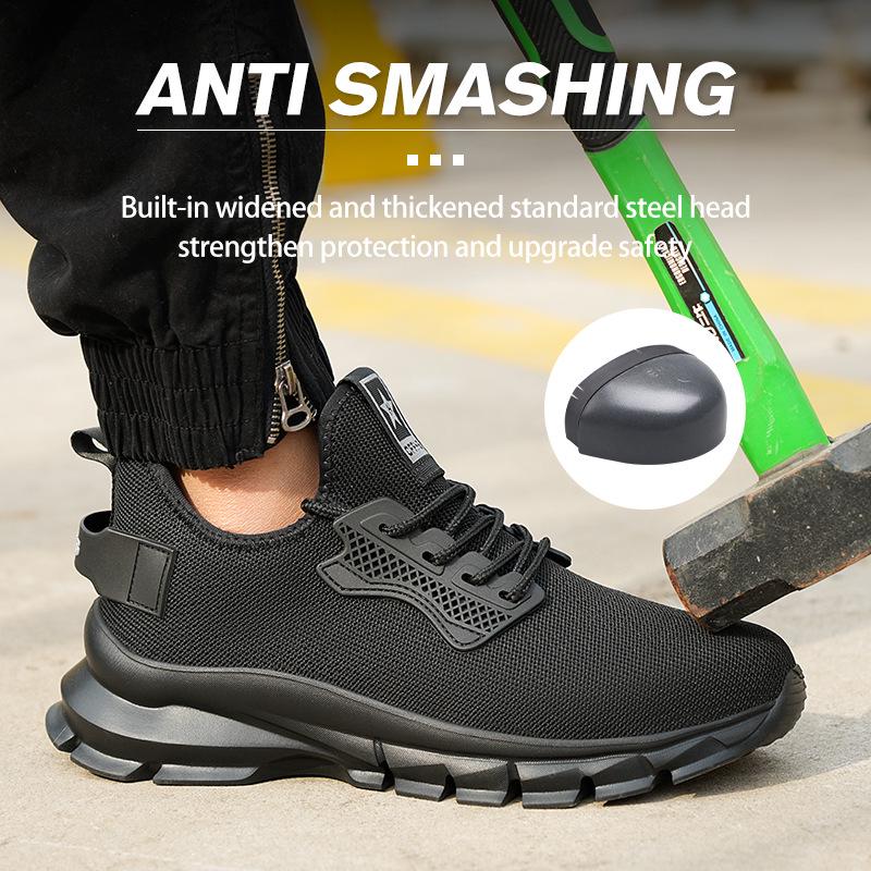 2024 Lightweight Steel Toe Work Shoes - Smash and Puncture Resistant, Comfortable, Woven Design.