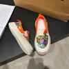 Canvas shoes women spring and summer pregnant women soft platform white shoes lazy one pedal niche graffiti cloth shoes single shoes