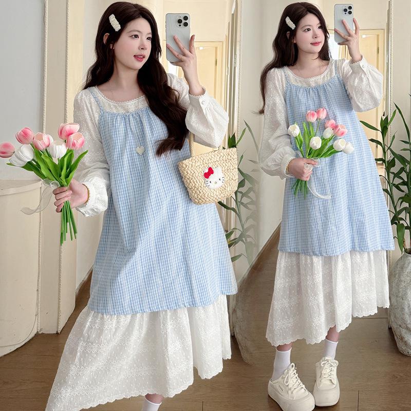 2026 Spring French-Style Lace Two-Piece Maternity Dress 2X Large