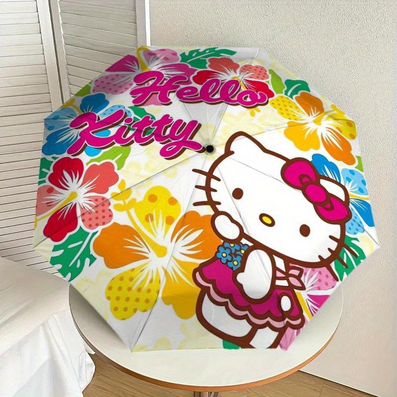 1pc Hello Kitty Floral Design Umbrella with Plastic Handle,Suitable for All Seasons Home Travel Outdoor UmbrellaSanlio557