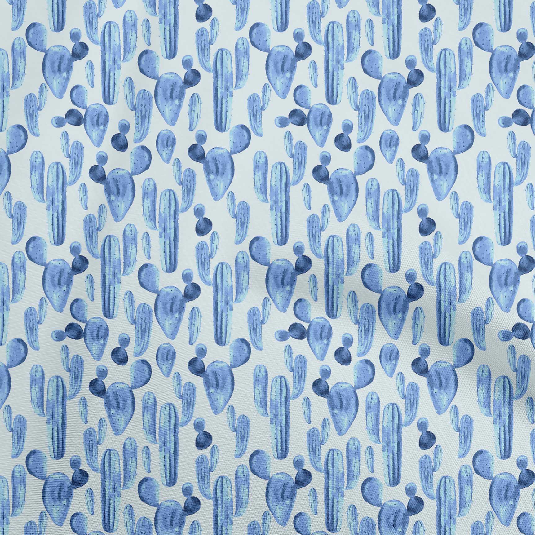 

oneOone Cotton Flex Green Fabric Cactus Quilting Material Print Швейна тканина у дворі 40 дюймів 42 Inch Wide - Viscose Chiffon середній синього кольору