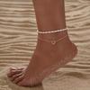Simple Pearls Chain Anklet Bracelet for Women Trendy Fashion Love Heart Anklet Boho Style Female Foot Beach Jewelry for Girls