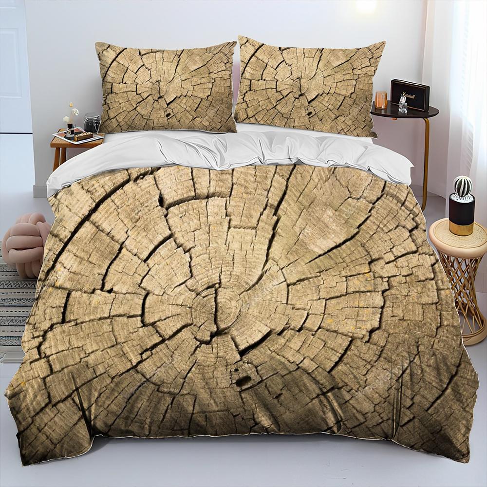 3D Wood Grain Comforter Bedding Set,Duvet Cover Bed Set Quilt Cover Pillowcase,King Queen Size Bedding Set for Adult Child Gift
