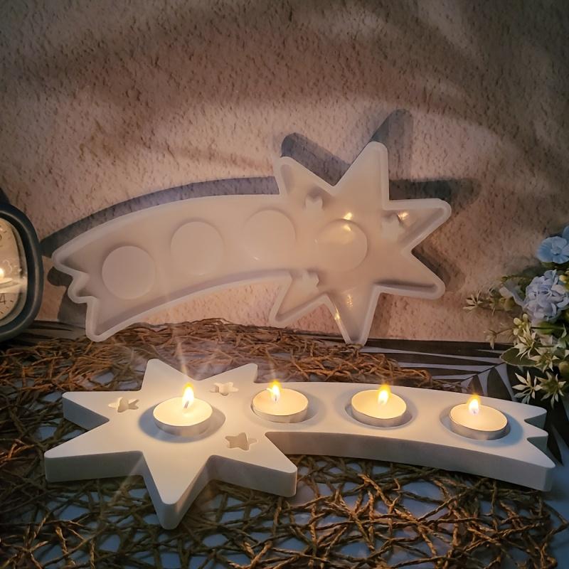 1 Stück Silikon Gießformen Stern Kristall Kerzenhalter Formen DIY Epoxidharz Dekorative Formen DIY Gips Kerzenständer