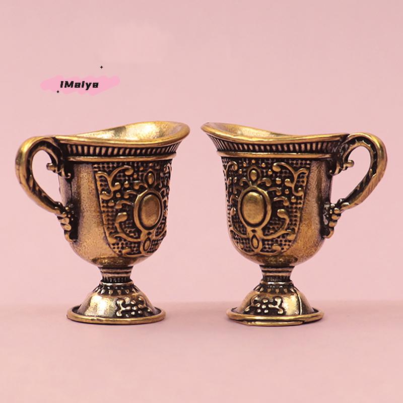 M-1Pc Antique Small Copperware Buddha Tea Set Retro Copper Teacup Brass Keychain Pendant Home Living Room Decoration Crafts Gift