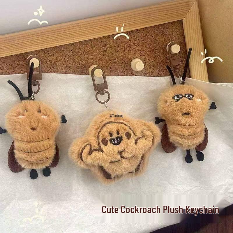 Cute Cartoon Cockroach Plush Keychain - Fun Animal Pendant for Schoolbags & Gifts