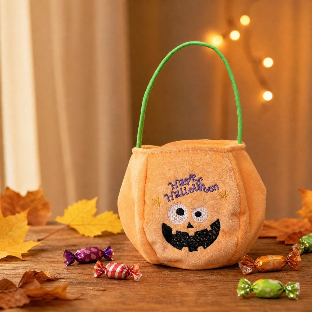 Halloween Candy Bag for Kids, 3D Pumpkin Design or Bag for Party Favors, Orange