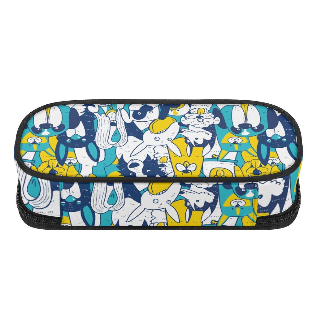 Pencil Pouch Spacious Storage 300D Polyester Zipper Closure with Main Compartment Mesh Pocket and Pen Slots for Classroom Use