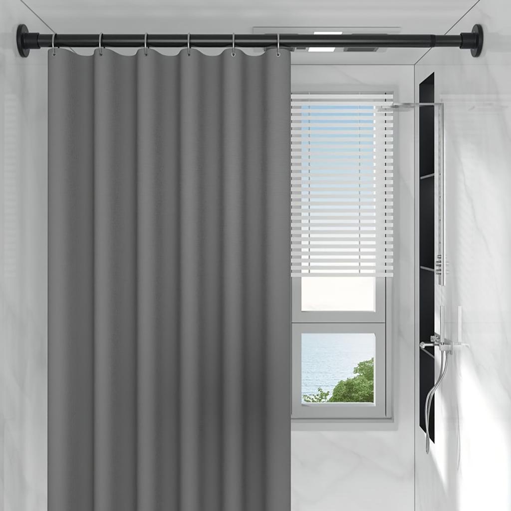 1pc No-Drill Telescopic Rod With Built-In Spring - Strong  Support For Shower Curtains, Drying Racks, Window , Roman Rods & Wardrobe Support