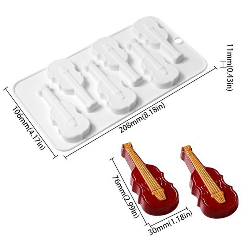 Stampi da Forno Forme in Silicone 6 Cavità Stampo a Forma di Violino in Silicone Decorazione Torta Violino Chitarra Per Sapone Cioccolato Resina Artigianato