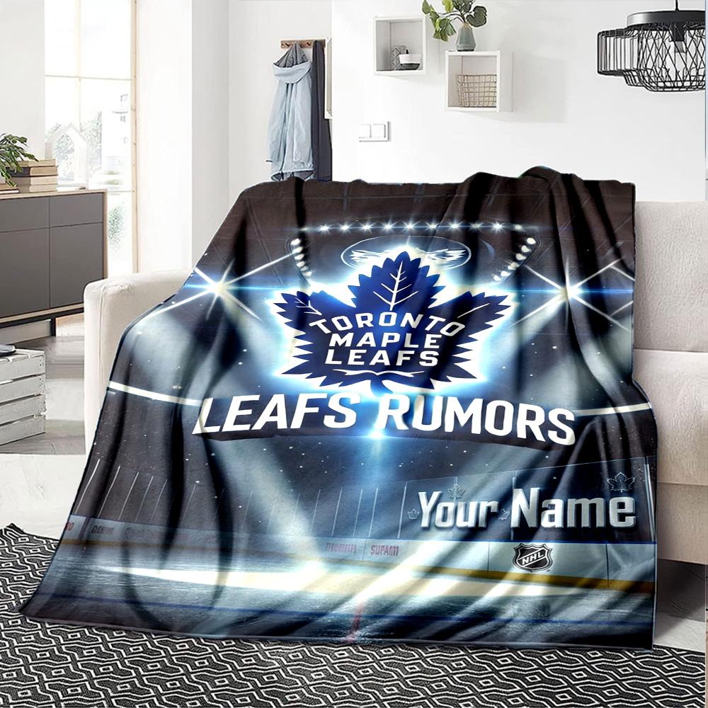 Name Custom Toronto Maple Leafs Logo Print Flannel Blanket High Quality Warm Comfortable Cover for All Seasons Perfect for Gifts Home Decor