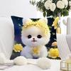 White Cat and Dog Pillowcase Dormitory Decoration Office Living Room Sofa Home Pillowcase