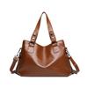 Stylish Leather Tote Bag Trendy Rivet Decor Shoulder Bag for Women