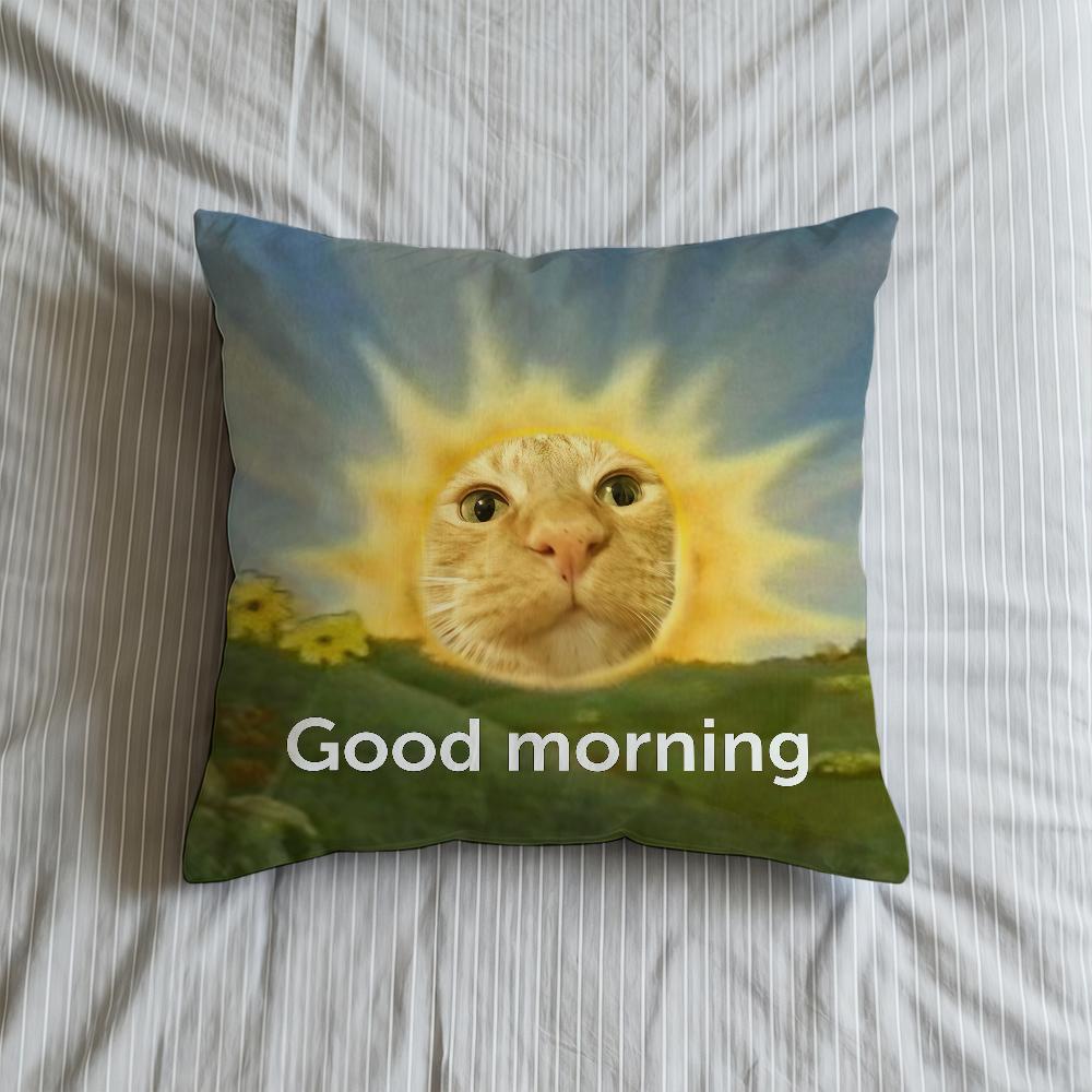 Cushion Cover Morning Soft Case For Sofa Living Room Home Little Good Comfortable Office Cat Cute Decor Protective Pillow Covers