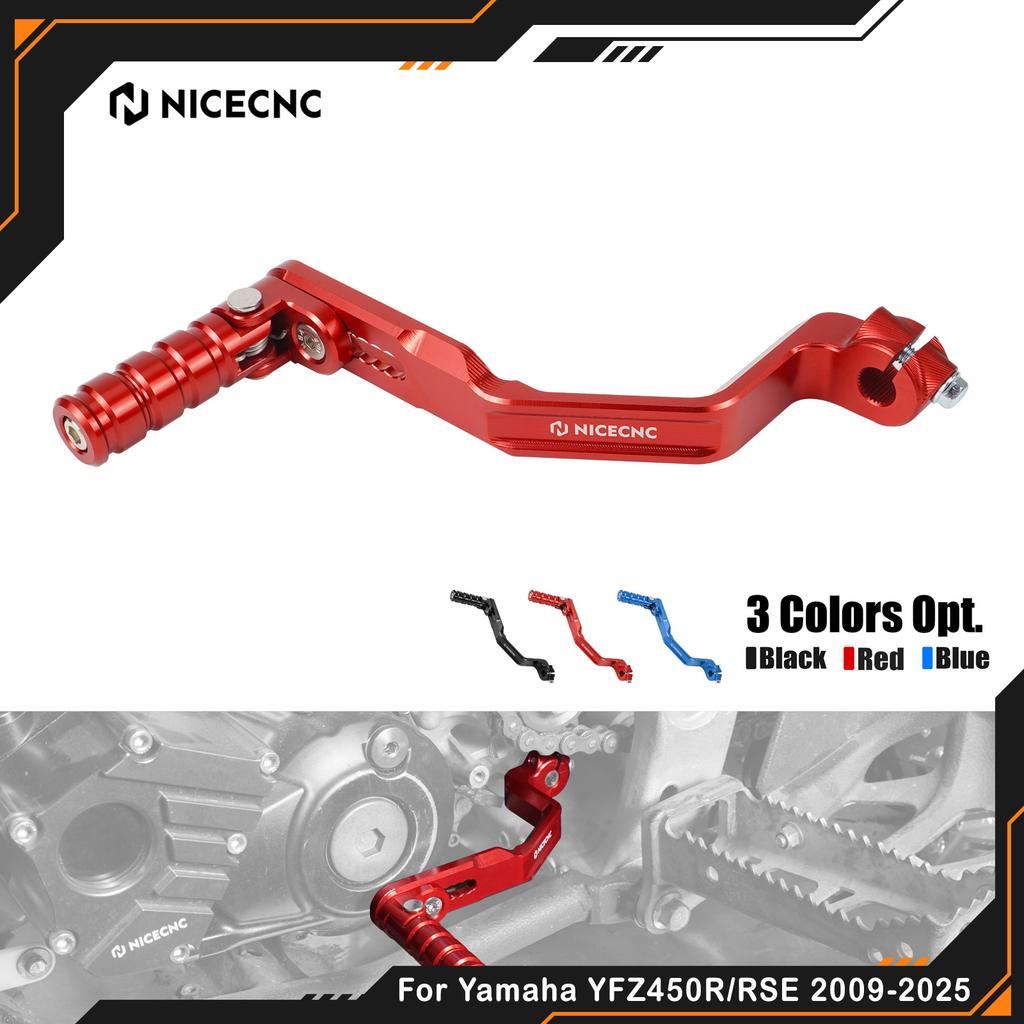 NICECNC Shift Lever Pedal For Yamaha YFZ450R RSE 2009-2025 YFZ450X 2010-2011 Replace 18P-18110-00-00 90° Adjustable Aluminum