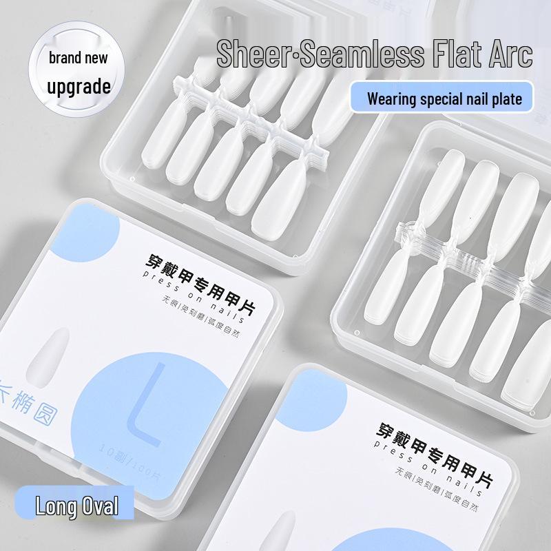 

Oval Seamless Nail Tips - Handmade, Long-lasting Flat Arch Full-Cover Stickers