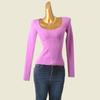Water Drop Collar Threaded Undershirt Fashion Wind Slim Looking Long Sleeve Inner Wear Sexy Top Foreign Trade Original Order Knitwear