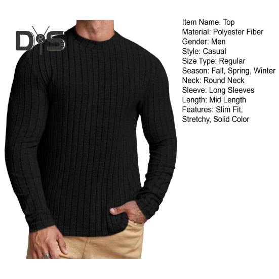 Pánský sportovní top Slim Fit Jednobarevný Kulatý výstřih Elastický Střední délka Dlouhý rukáv Pulovr Domácí oblečení Posilovna Běh Basketbalové tričko