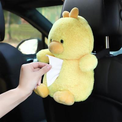 Car Headrest Napkin Holder Plush Animal Car Tissue Box Stuffed Automotive Interior Decor Tissue Organizer Napkin Dispenser For