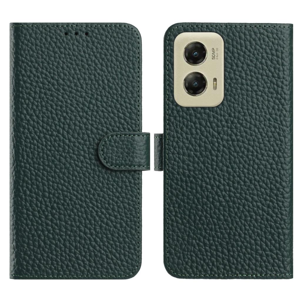 For Motorola Moto G Stylus 5G (2024) Case Wallet Stand Litchi Texture Genuine Cow Leather Flip Phone Cover