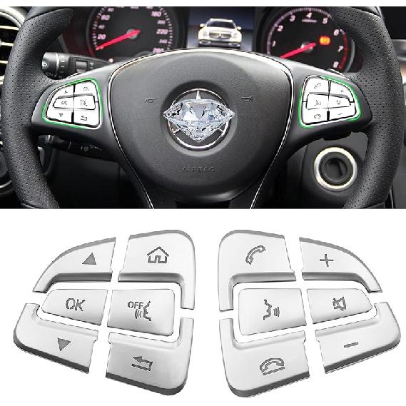 Moonlinks Steering Wheel Button Sticker Compatible With Mercedes A B C E M G SL GL GLA CLA GLK SLK GLS Class,Steering Wheel Button Decoration Trim