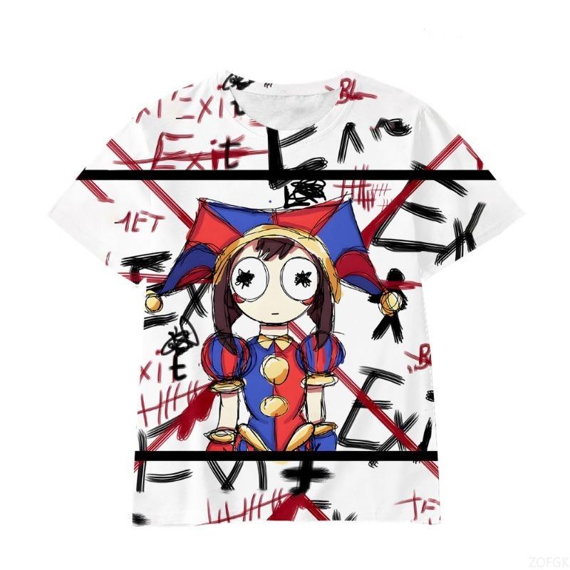 Trendiges Mädchen Zirkus Serie Kurzarm Casual Rundhals T-Shirt Sommer Kinderbekleidung