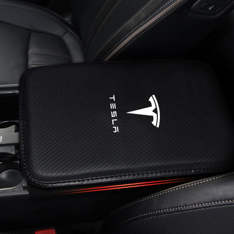 1Pcs Leather Center Console Covers Car Armrest Box Mats Styling For Tesla Model S Model X Model Y Cybertruck Model 3 Model Y