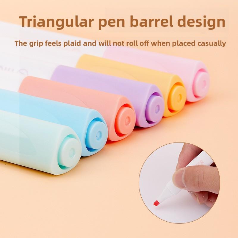 Triangular Pole Fluorescent Pen Student Large-capacity Marking Pen Set Eye-friendly Key Marking Marker Pen