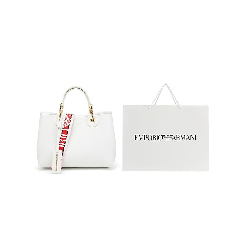 Emporio Armani Minimalist European And American Fashion PU Tote Shoulder Bag Women bags White Y3D166-YFO5B-85219