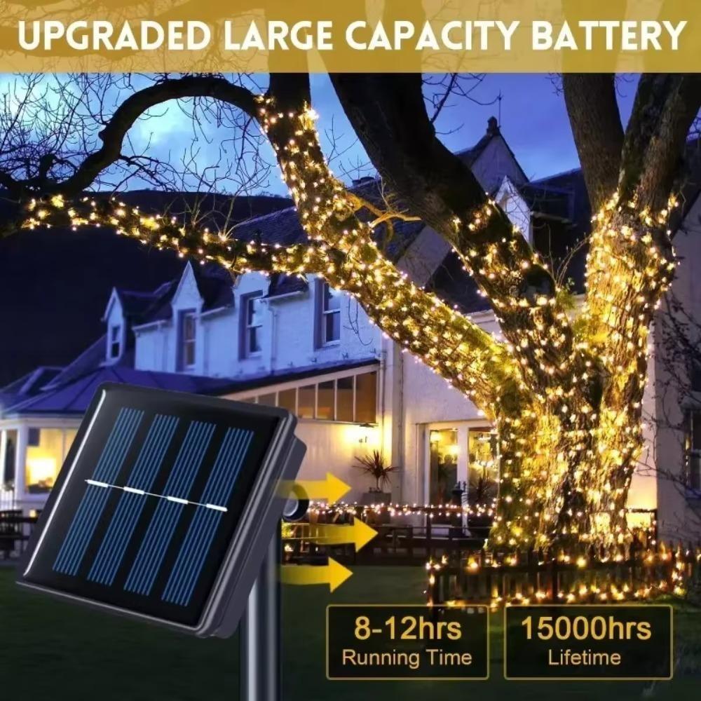 Solárne LED reťazové svetlá 50/20 LED IP65 Vodotesné 8 režimov Vianočné svetielka pre vonkajšiu záhradu Vianočnú párty Svadobnú dekoráciu
