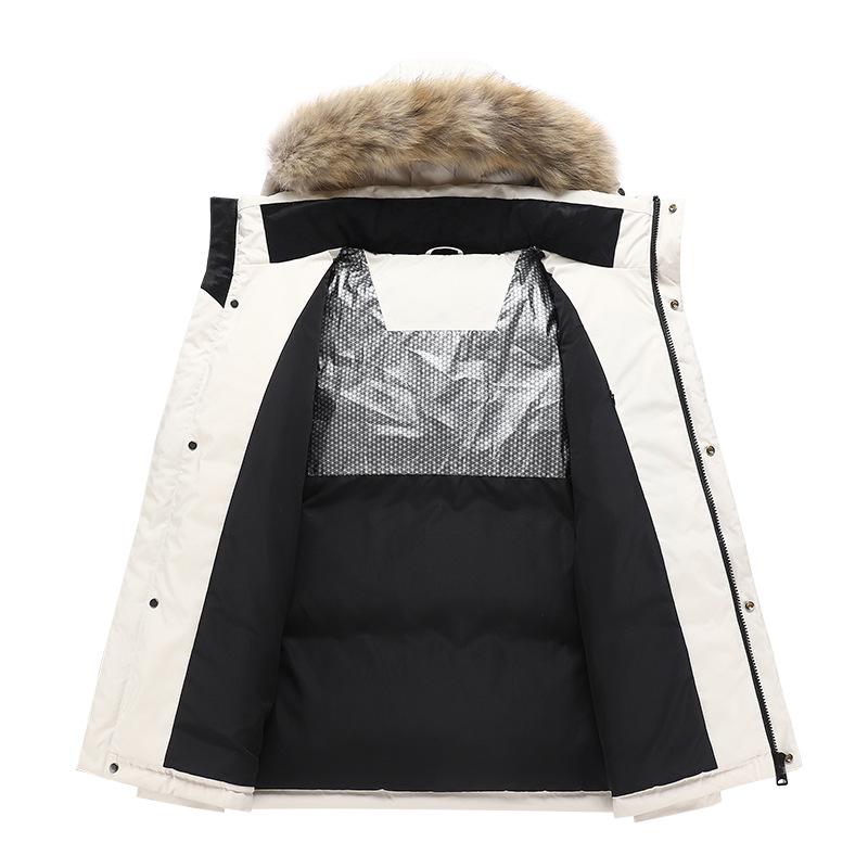 Herren Parka mit Kapuze und Pelzkragen - Dicke, Warme, Trendige Winterjacke mit 90% Weißen Entendaunen