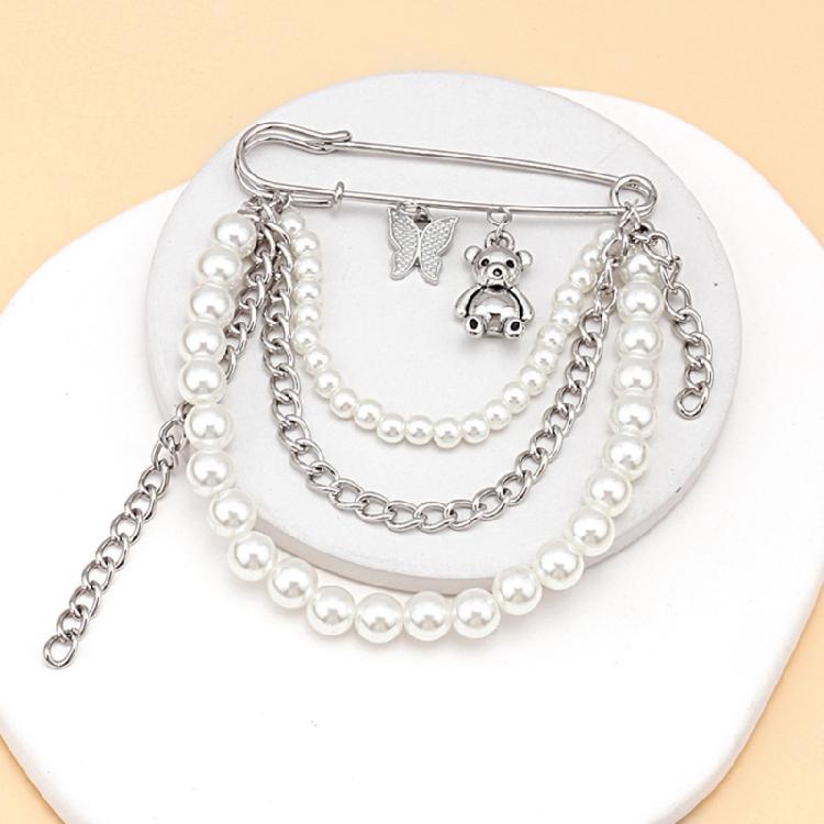 Elegant Pearls Brooch Fun Ornament for Backpacks Clothes Bags Hats Accessories Elegant Pin Crystal Rhinestones