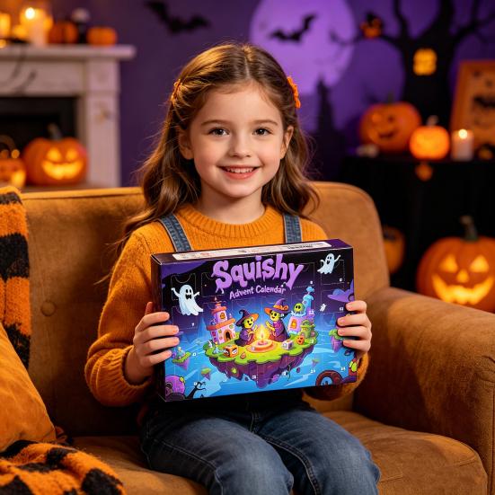 Halloween Advent Calendar 2026 Halloween Squeeze Toys 24-Day Countdown Box for Kids Trick