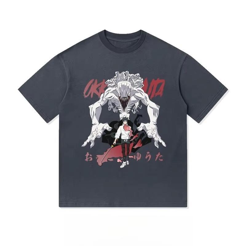 Japanese Retro Animation Printing Summer Tide Brand T-shirt Men's and Women's American Heavy Cotton Loose Short Sleeves