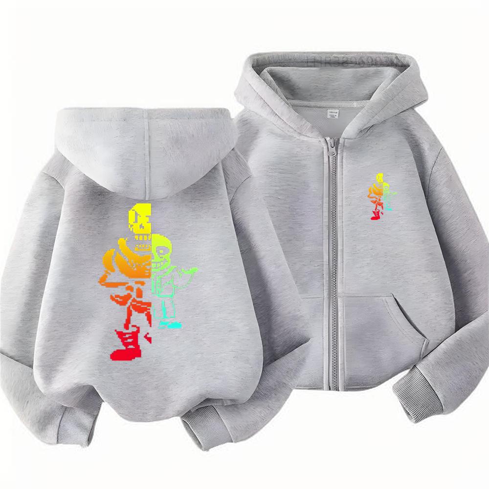 Autumn Trendy Outerwear Outdoors Children Game Print Zip Black Pink Girl Hoodie Boy Tops Casual Sweatshirt Kids