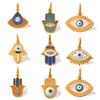 Vintage Exotic Jewelry Pendant Gold Fatima Hand Evil Eye Element Decorative Pendant