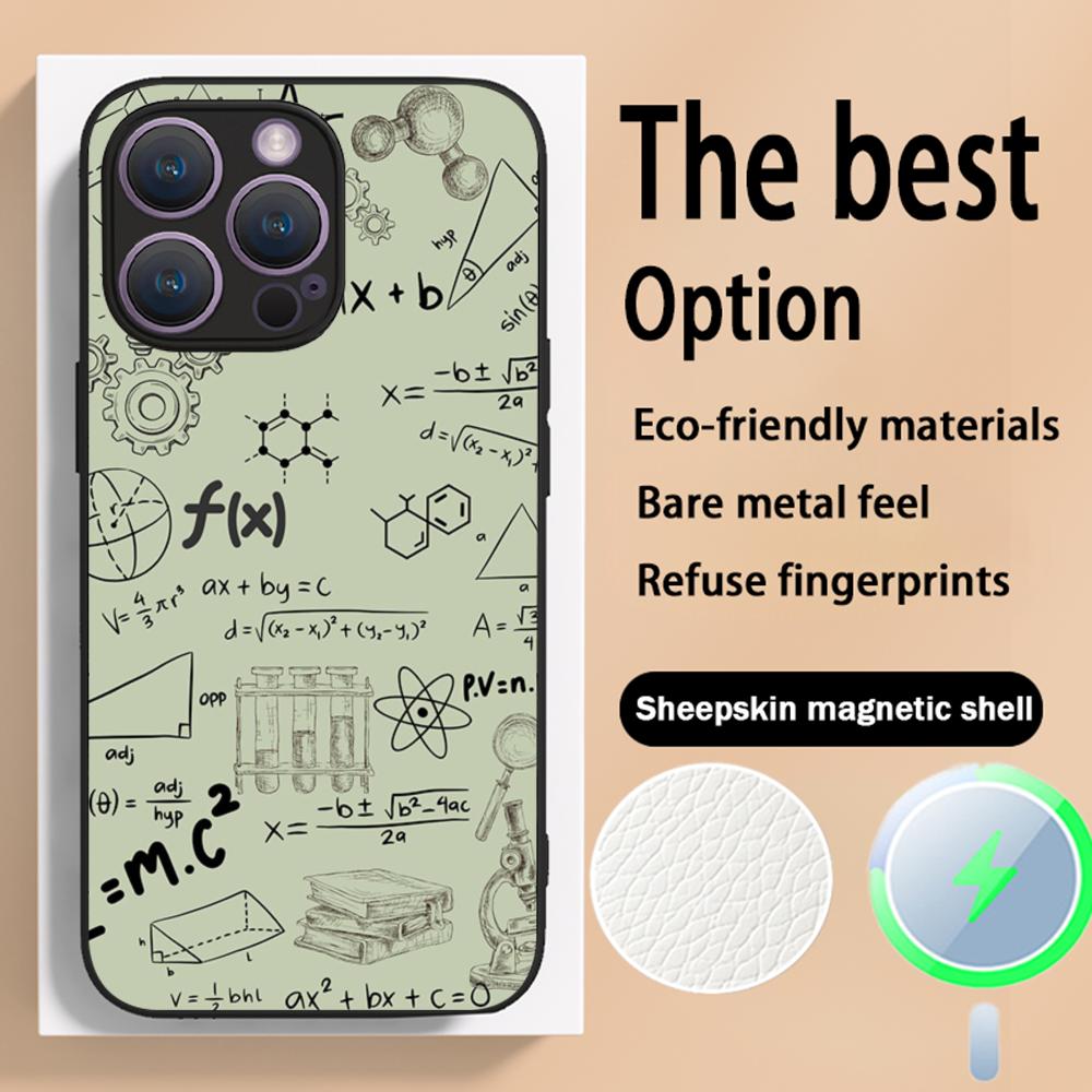 Cool formula equation cool pattern Phone Case For iPhone 16 15 14 13 12 11 Plus Pro Max High-end Luxury Magsafe Sheepskin