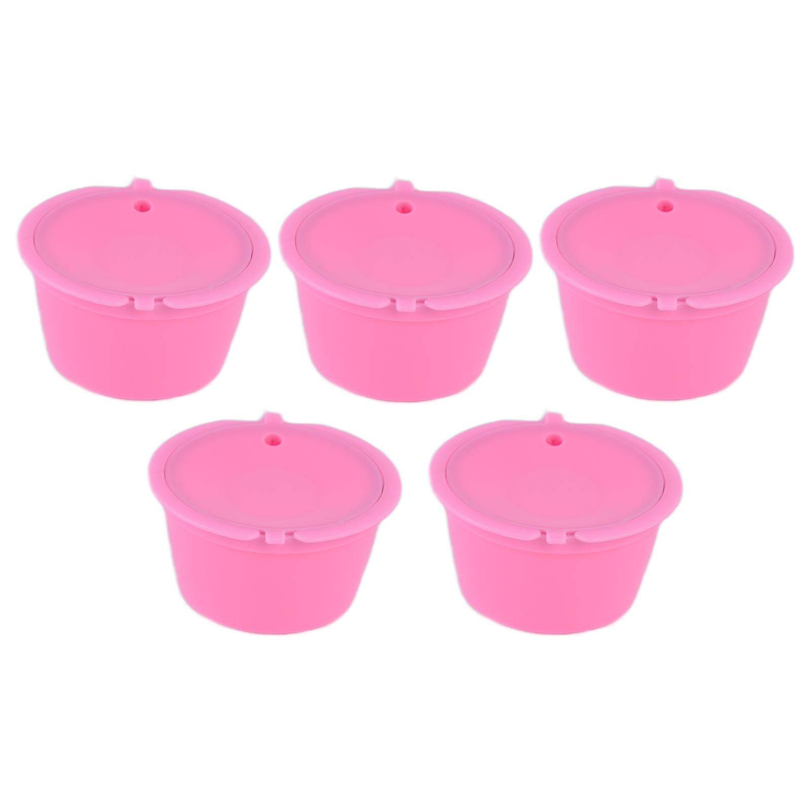 

5Pcs 50ml Coffee Capsule Reusable Coffee Filter Cup with Spoon for DOLCE GUSTO Coffee MachinePink рожевий