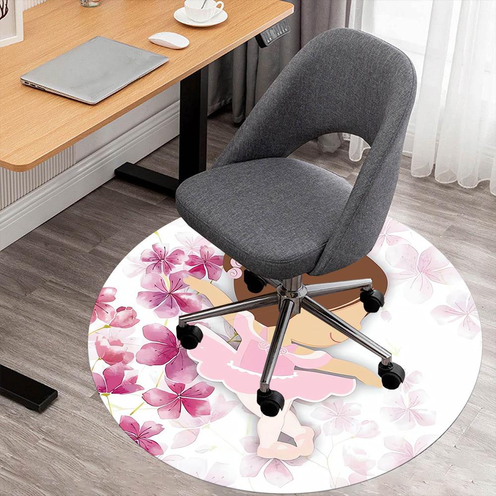 1pc Ballerina, Flowers Round Chair Mat Area Rug - Non-Slip, Floor Mat for Office, Bedroom, Home Decor Christmas Gift P0811428