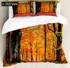 Forest Duvet Cover Set Misty Autumn Decor 3 Piece Bedding Set With 2 Pillow Shams Queen King Full Size For Kids Teens Adults