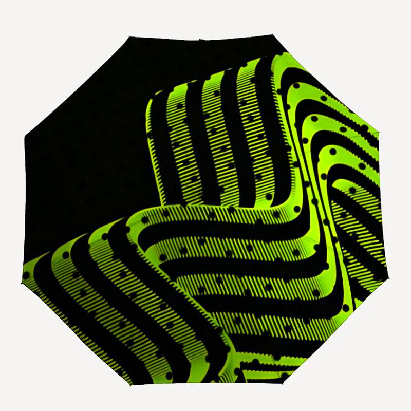 

1PC Neon Stripes Automatic Windproof Umbrella 8 Rib Portable Folding Black Iron Frame for Outdoor, Beach, Travel, Beach Umbrella S12